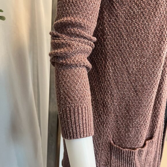 Garage Womens Knit Open Front Cardigan Size XS Pockets Long Sleeve Rose Brown - Picture 5 of 10
